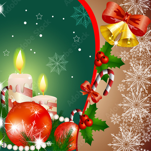 Vector: Christmas glowing background with holiday decoration Christmas glowing background with holiday decoration