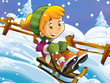 Child sliding down from the top - illustration for the children