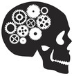 Skull with Mechanical Gears Illustration