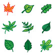 leaves hand drawn icons in vector