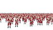 Santa Claus Crowd Dacing, Christmas Party, against white