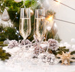 New Year Card Design with Champagne. Christmas Celebration