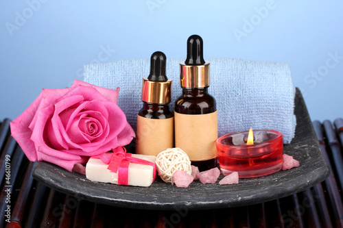 Photo: spa setting on blue background spa setting on blue background