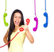 Photo: Busy Woman Shouting a Red Phone Busy Woman Shouting a Red Phone