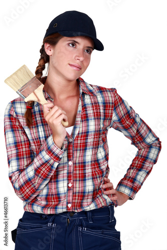 Photo: Woman with a paintbrush Woman with a paintbrush