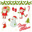 Vektor: Cartoon collection of christmas characters Cartoon collection of christmas characters