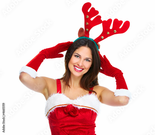 Photo: Santa helper Christmas girl with a presents. Santa helper Christmas girl with a presents.