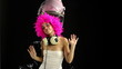 sexy cool blond woman dancing in studio shoot