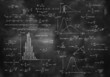 math physics formulas on chalkboard