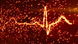 digital pixel EKG orange background