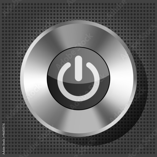 Vector: power button icon on the metallic background power button icon on the metallic background