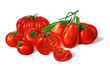 Composition of Different red Tomatoes types grouped. Airbrush il
