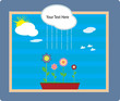 Flower pots on window side vector art