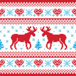 Christmas and Winter knitted pattern, card - scandynavian style