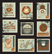 set of stamps on the theme of coffee