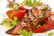 salmon steak with vegetables