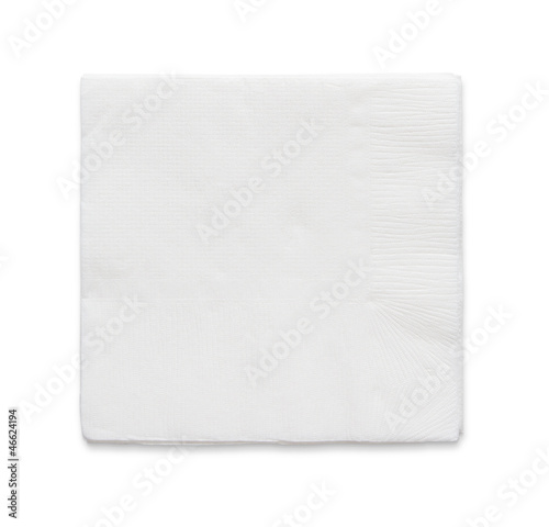 Photo: Blank paper napkin isolated on white background with copy space Blank paper napkin isolated on white background with copy space
