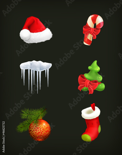 Vector: Christmas set, on black Christmas set, on black