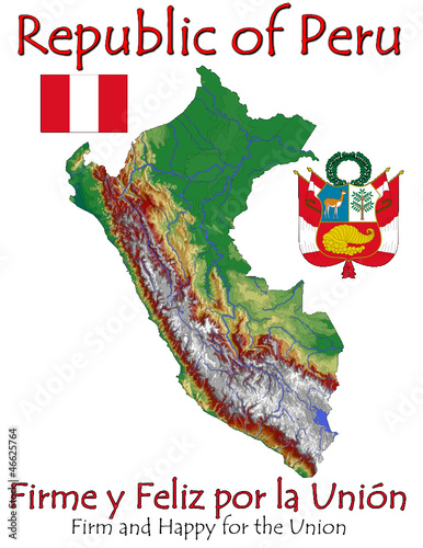 Vector: Peru South America national emblem map symbol motto Peru South America national emblem map symbol motto