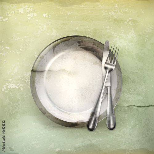 Vector: Dinner place setting, old-style Dinner place setting, old-style