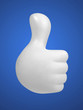 Illustration: white hand showing thumbs up sign on blue background white hand showing thumbs up sign on blue background