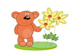 Vector: Bear cub with flower Bear cub with flower