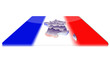A simple 3D map of France on a 3d flag