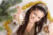 Happy woman at christmas decoration