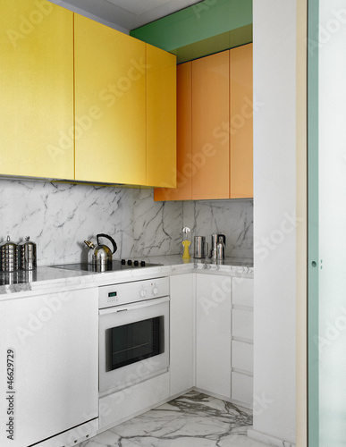 Photo: cucina moderna con pensili colorati cucina moderna con pensili colorati
