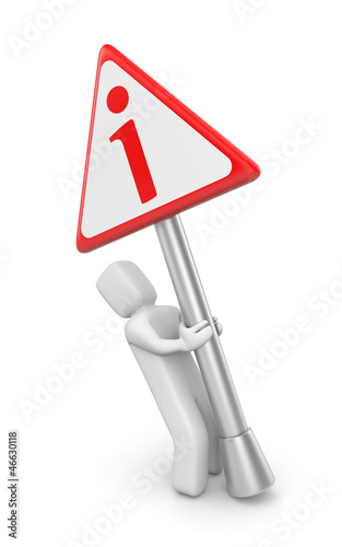 Illustration: Person with information sign Person with information sign