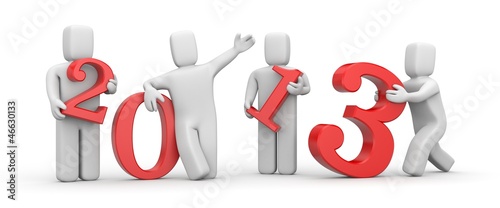 Illustration: People with digits. New Year metaphor People with digits. New Year metaphor