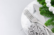 Photo: Christmas menu concept over silver background Christmas menu concept over silver background