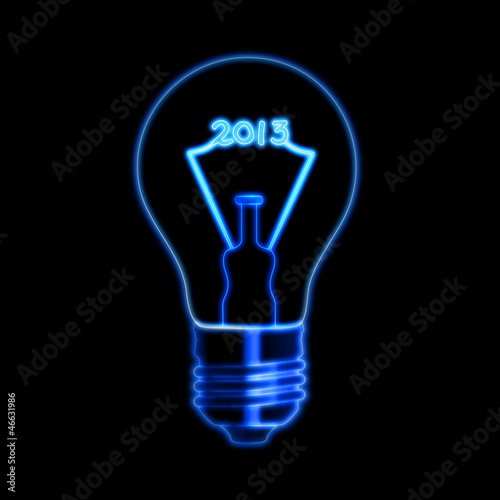 Illustration: glowing year 2013 in bulb glowing year 2013 in bulb