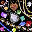 Glamour vector set with jewels and precious necklaces