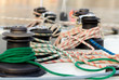 sailing ropes over boat deck