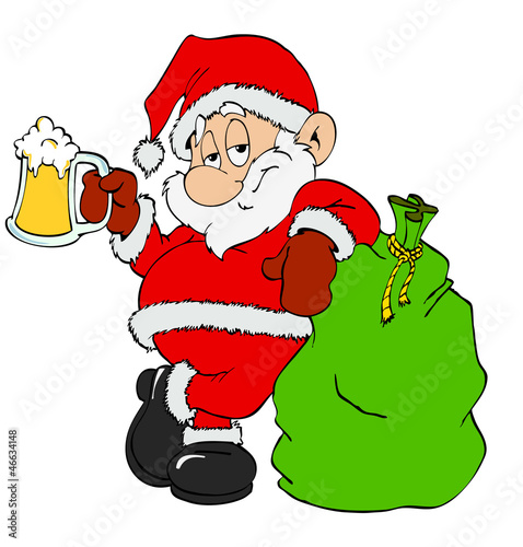 Illustration: Santa Claus with Beer Santa Claus with Beer
