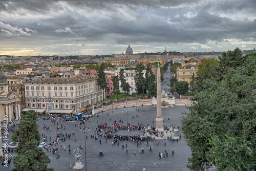 Photo: View of Piazza del Popolo from Pincio promenade - Rome View of Piazza del Popolo from Pincio promenade - Rome