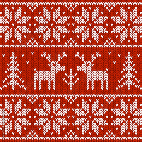 Vector: Red "sweater with deer" seamless pattern Red "sweater with deer" seamless pattern