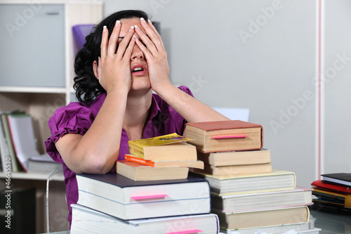 Photo: Overwhelmed law student Overwhelmed law student