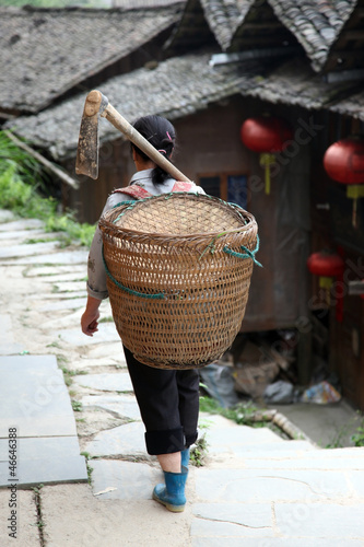 Photo: Miao countrywoman from Longji rice terraces, Guangxi province, C Miao countrywoman from Longji rice terraces, Guangxi province, C