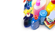 Cleaning items set over white