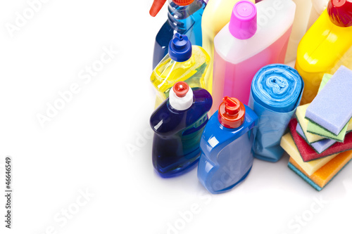 Photo: Cleaning items set over white Cleaning items set over white
