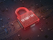 Firewall lock on mainboard , concept background
