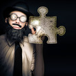 Photo: Businessman Puzzle Solving With Digital Solutions Businessman Puzzle Solving With Digital Solutions