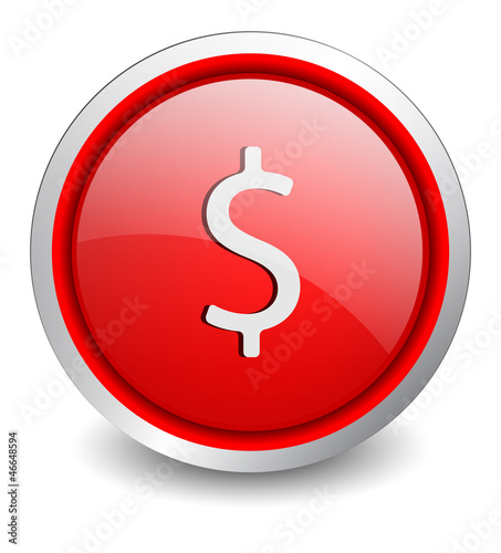 Vector: Dollar red button - design web icon Dollar red button - design web icon
