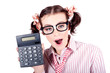 Isolated Finance Business Woman Holding Calculator