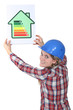 Woman with a house energy sign