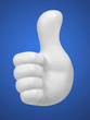 Illustration: white hand with thumbs up on blue background white hand with thumbs up on blue background