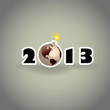 2013 concept with exploding planet Earth as bomb, illustration