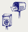 Standard mailbox with mail. Doodle style